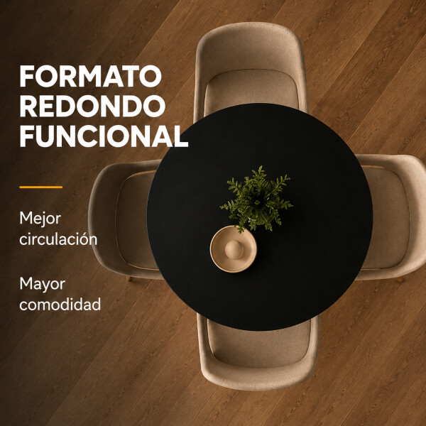 Mesa Comedor ComboHome Milan Redonda Laqueada 80Cm Premium Negro 1