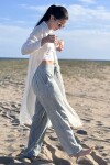 Pantalón Blanca Rayas celestes y beige