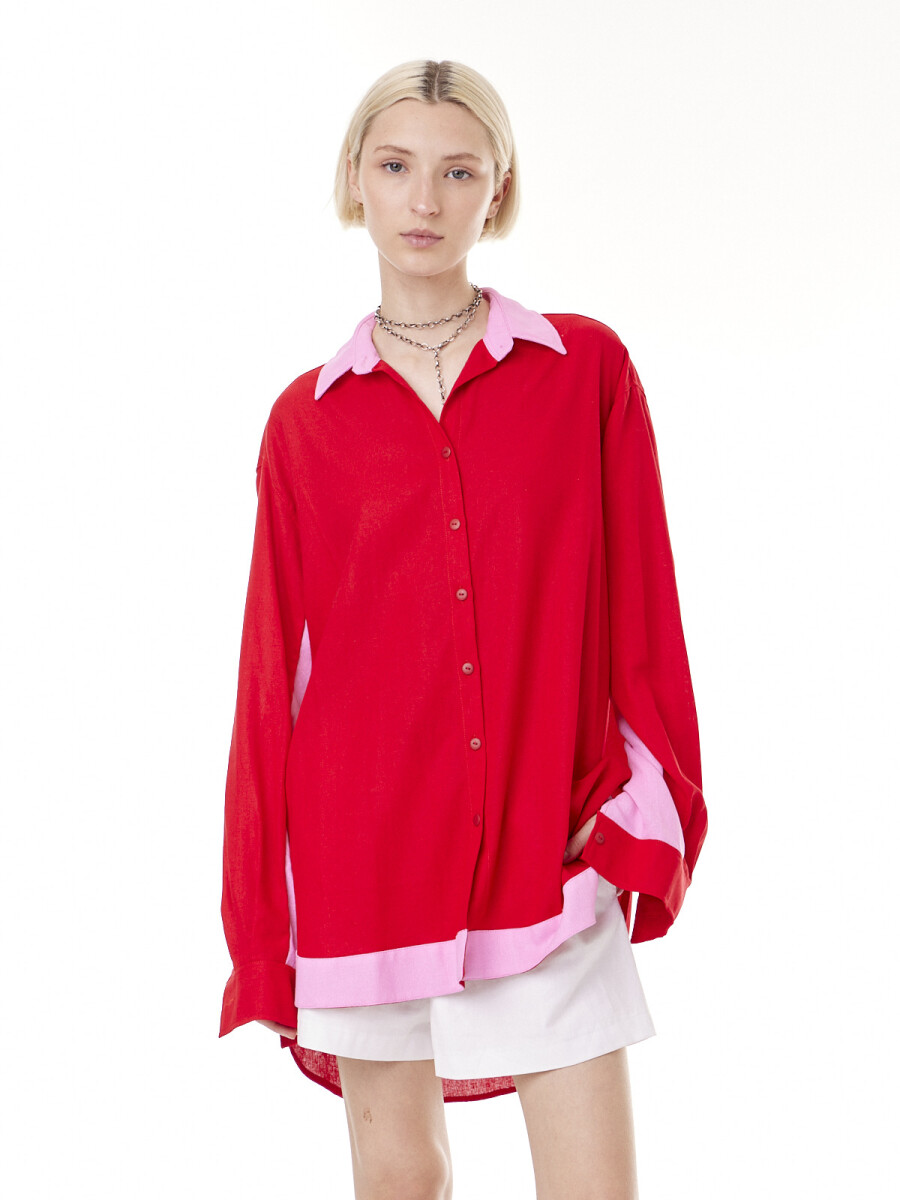 Camisa Noble lino - Rojo/Rosa 