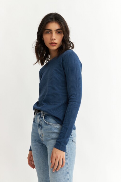 Remera m/l a rayas AZUL