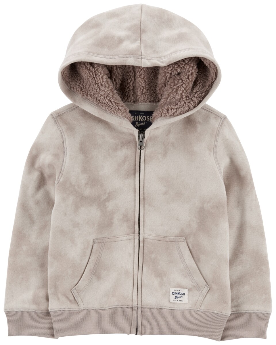 Campera de algodón, con capucha en sherpa 