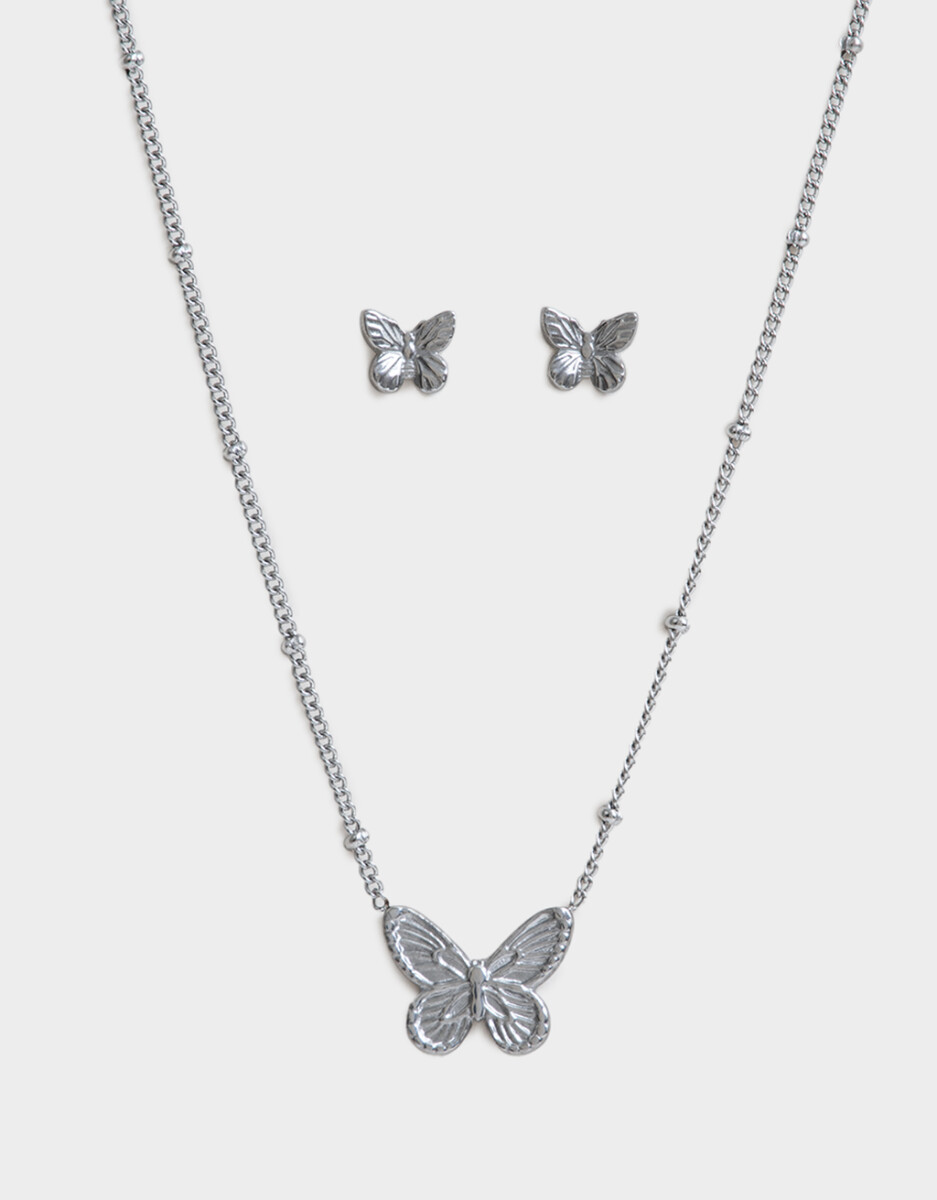 Set De Aros Y Cadena Mariposa 