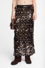 Falda midi de lentejuela Marron