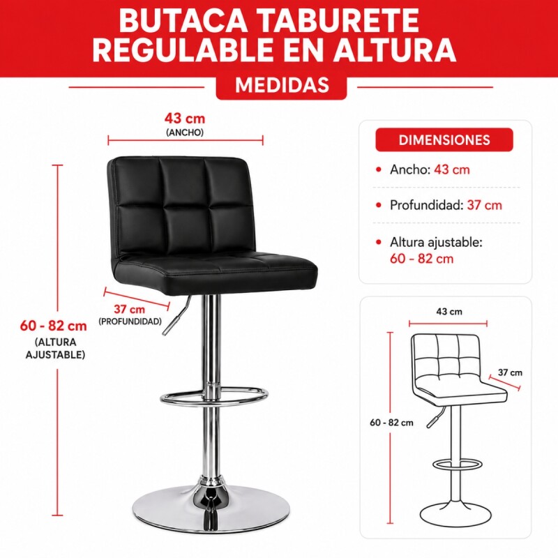 Butaca regulable en altura con respaldo NEGRO