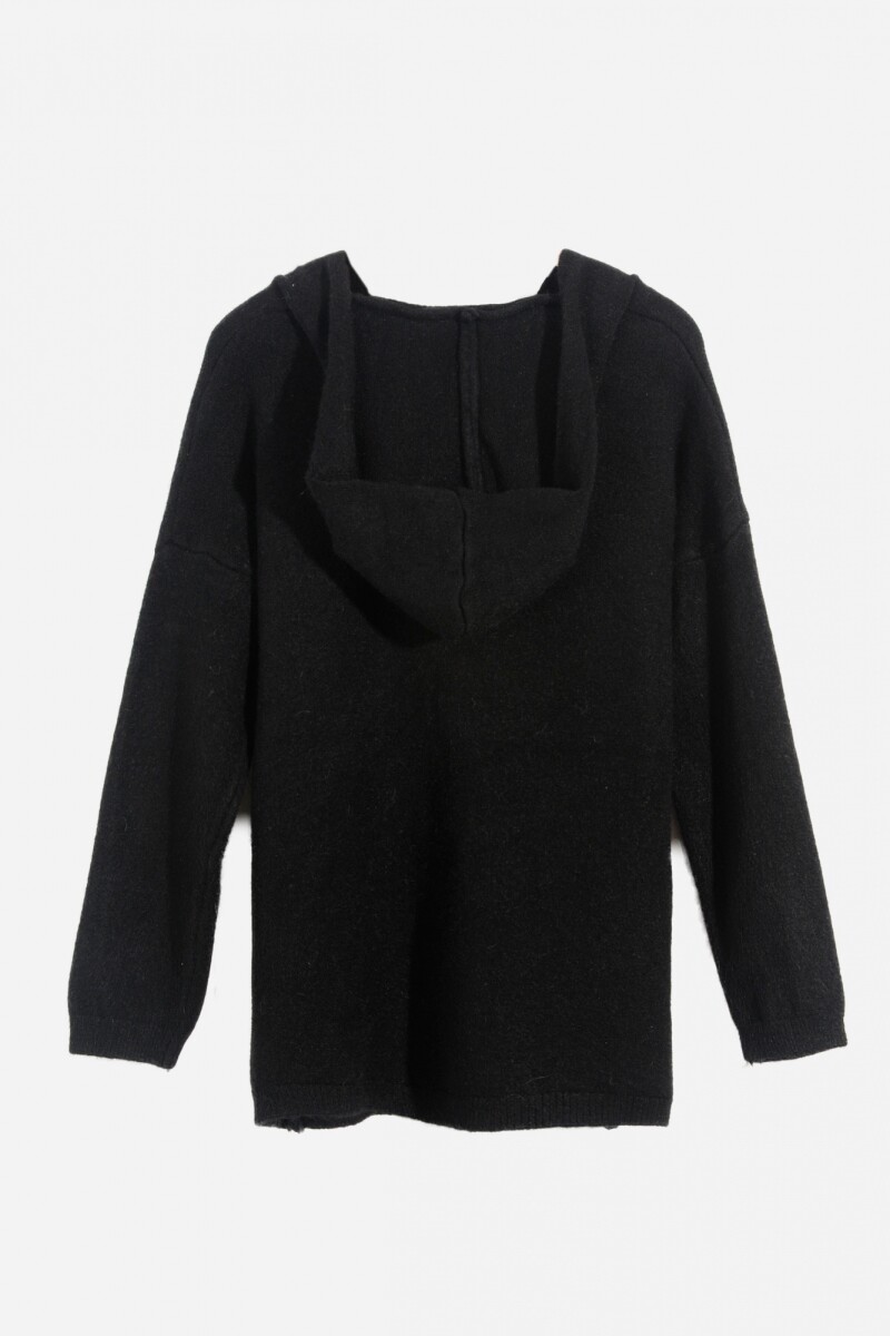 Sweater oversized con gorro negro