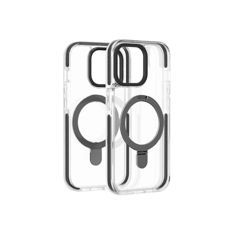 Protector transparente iPhone 15 con soporte color negro Protector Transparente Iphone 15 Con Soporte Color Negro