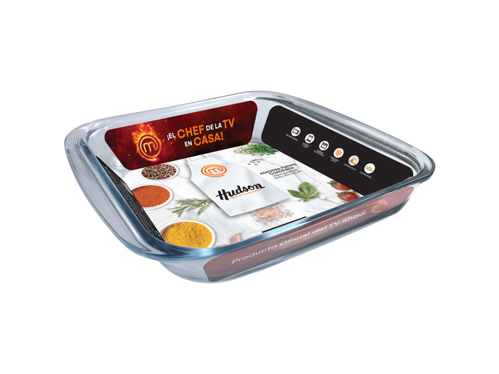 Asadera De Vidrio Templado Hudson Cuadrada Para Horno 24 Cm 