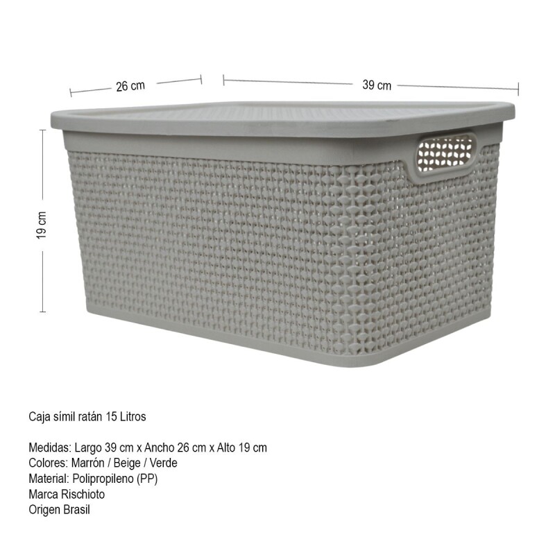 Set x4 Caja simil ratán 15 lts CAPPUCCINO