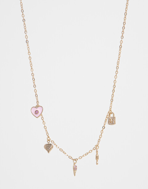 Collares Cortos Strass Collar Con Multi Charms De Cubic Zirconia - Dorado