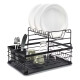 Escurridor Escurre Platos Doble Extraíble De Metal Cocina Negro