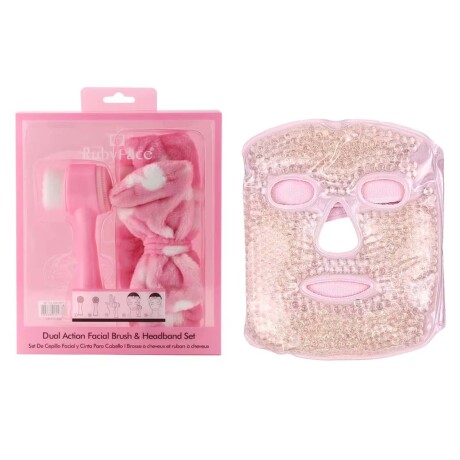 Set Limpieza Cuidado Facial y Vincha + Máscara Gel Relajante Rosa