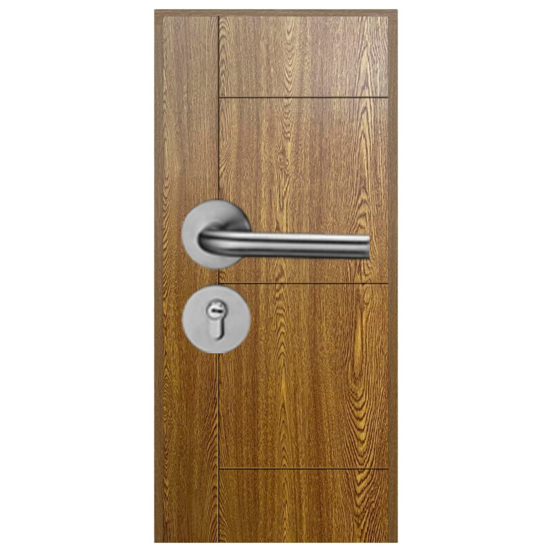 Puerta Desarmada Interior en MDF con Marco y Cerradura Lumax Marrón Claro Diseño Ankara Herraje Plateado