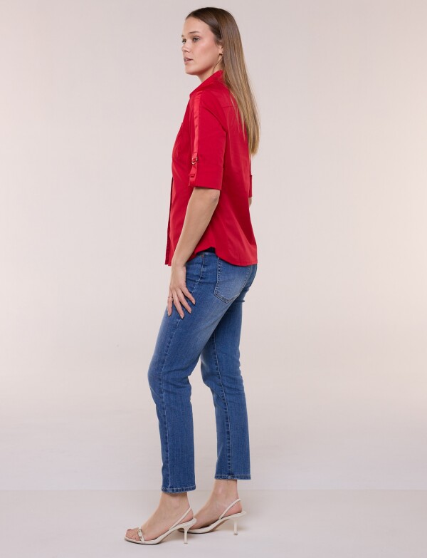 Camisa Algodon Con Laterales Elastizados ROJO
