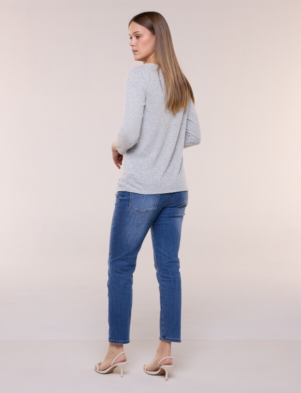 Remera Manga 3/4 Con Frunce Lateral GRIS