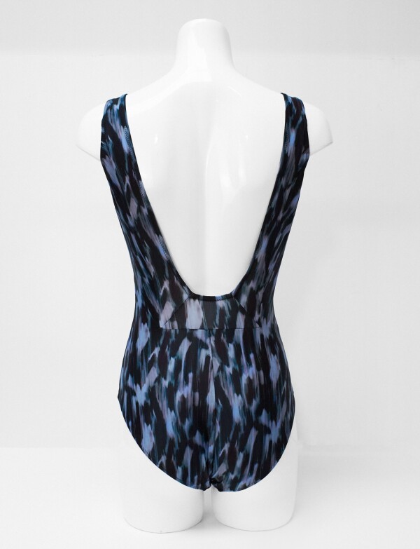 Malla Print Escote Cuadrado NEGRO/CELESTE