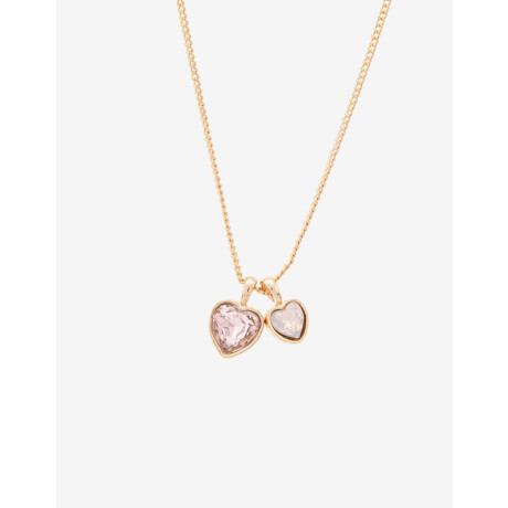 Collar Con Dije Doble Corazón Dorado