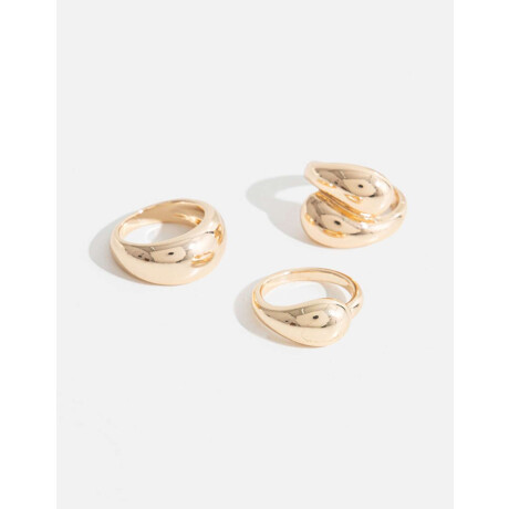 Set De Anillos Gota Chunky Dorado
