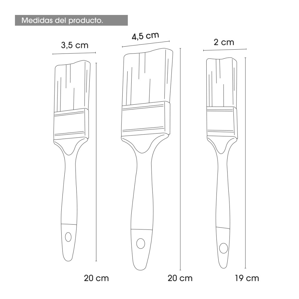 Juego Set Kit De Pincel 3 Tamaños Brochas Pintar Pinceles Juego Set Kit De Pincel 3 Tamaños Brochas Pintar Pinceles