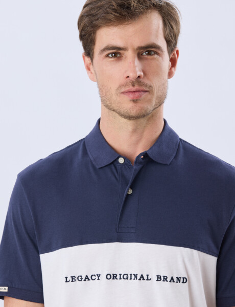 REMERA POLO RAYADA JERSEY Azul