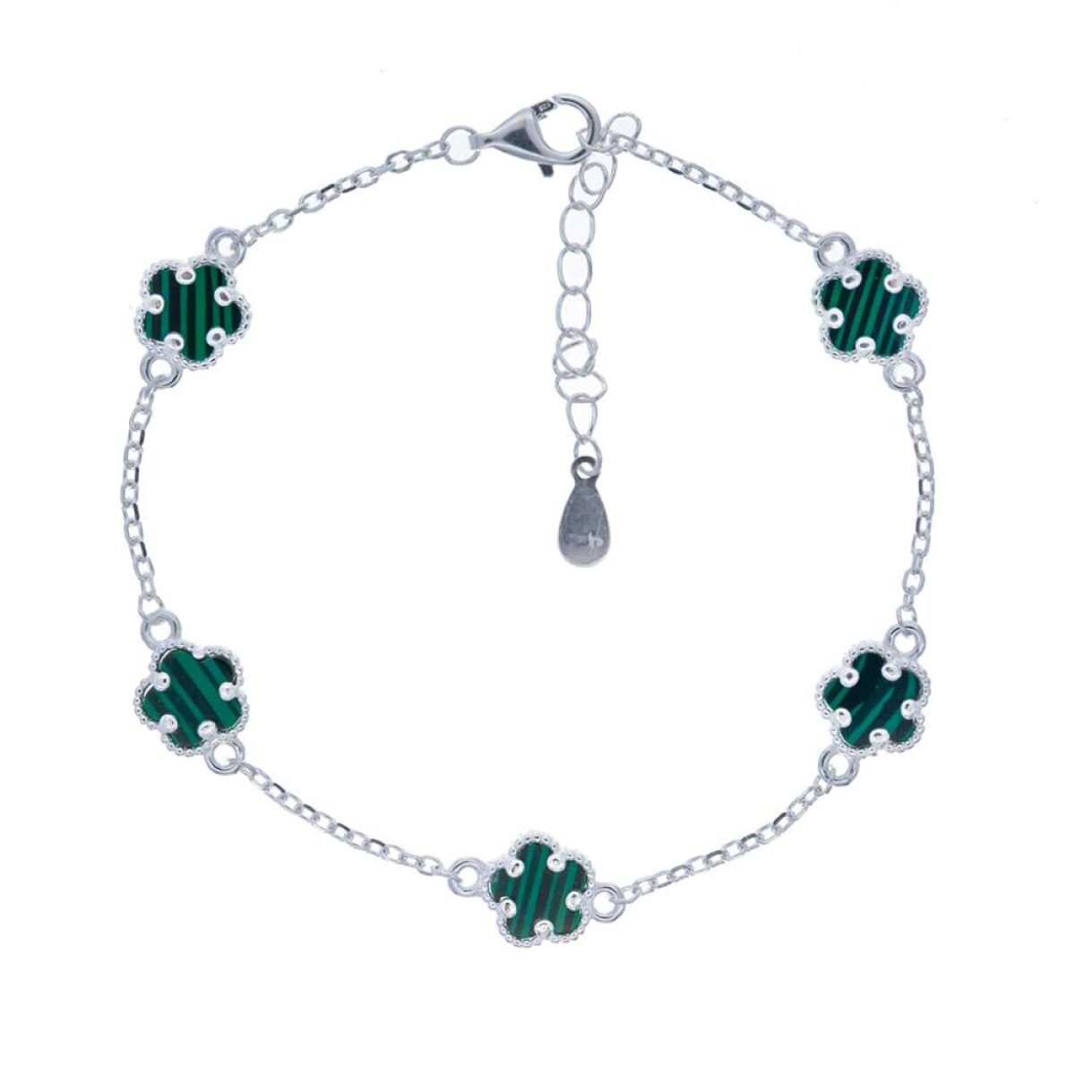 Pulsera De Plata 925 Con Malaquita - Flor 