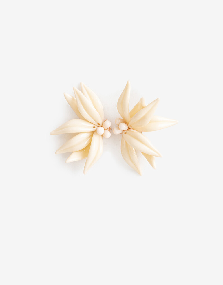 Aros Colgantes Largos Resina Aro Largos Resina Flor - Dorado