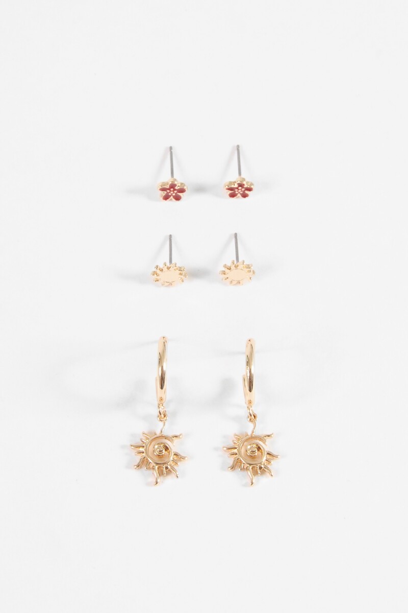 Set de aros flor y sol - dorado 