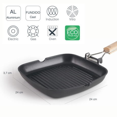 Sarten grill con mango abatible 24 x 24 cm Sarten grill con mango abatible 24 x 24 cm