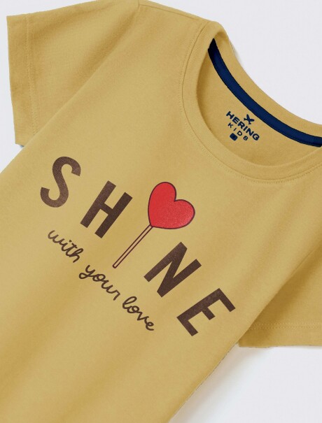 CAMISETA DE NIÑA MANGA CORTA ESTAMPADA AMARILLO