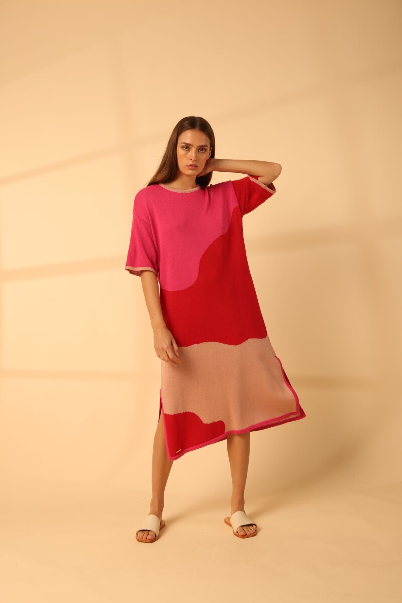 Vestido Pamalí - Rojo, rosa y fucsia 