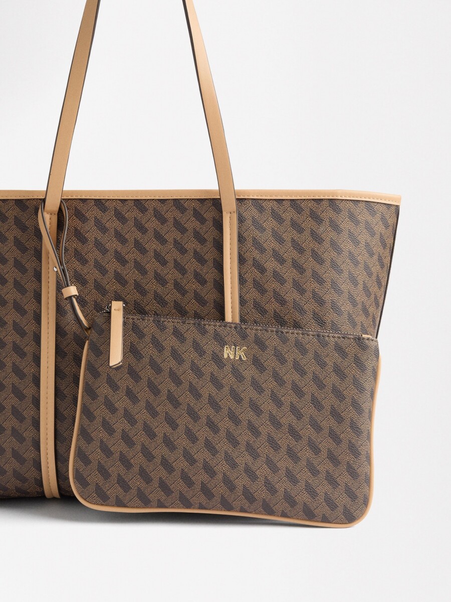 Bolso Shopper Estampada marron