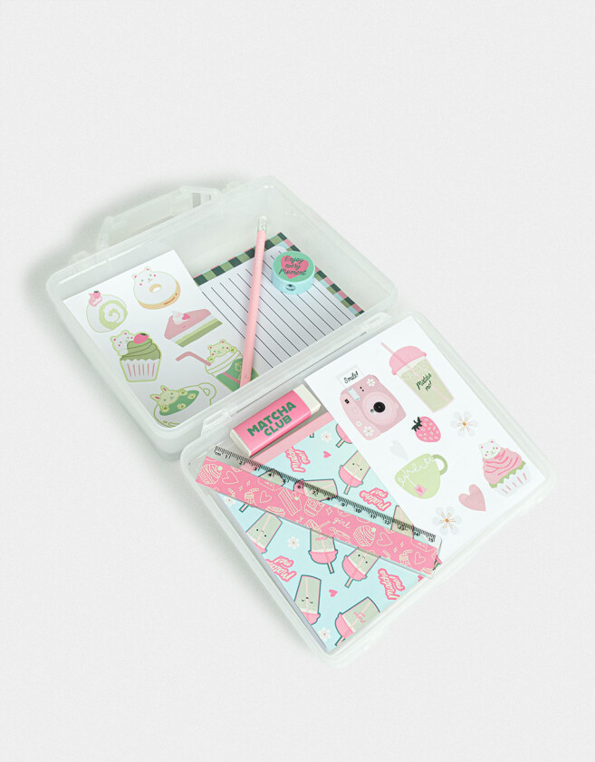 Librería Sets Set De Librería En Valija "matcha Girly" - Rosa Claro