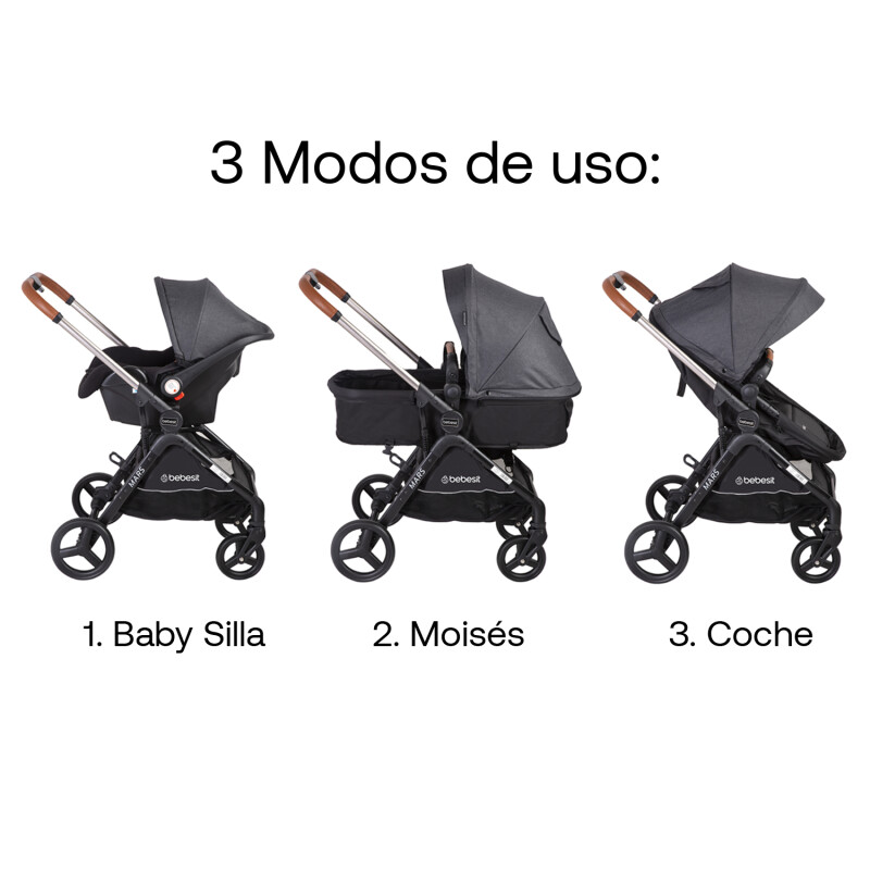 Coche Travel System Mars LX + Base Bebesit Gris Exclusivo Coche Travel System Mars LX + Base Bebesit Gris Exclusivo