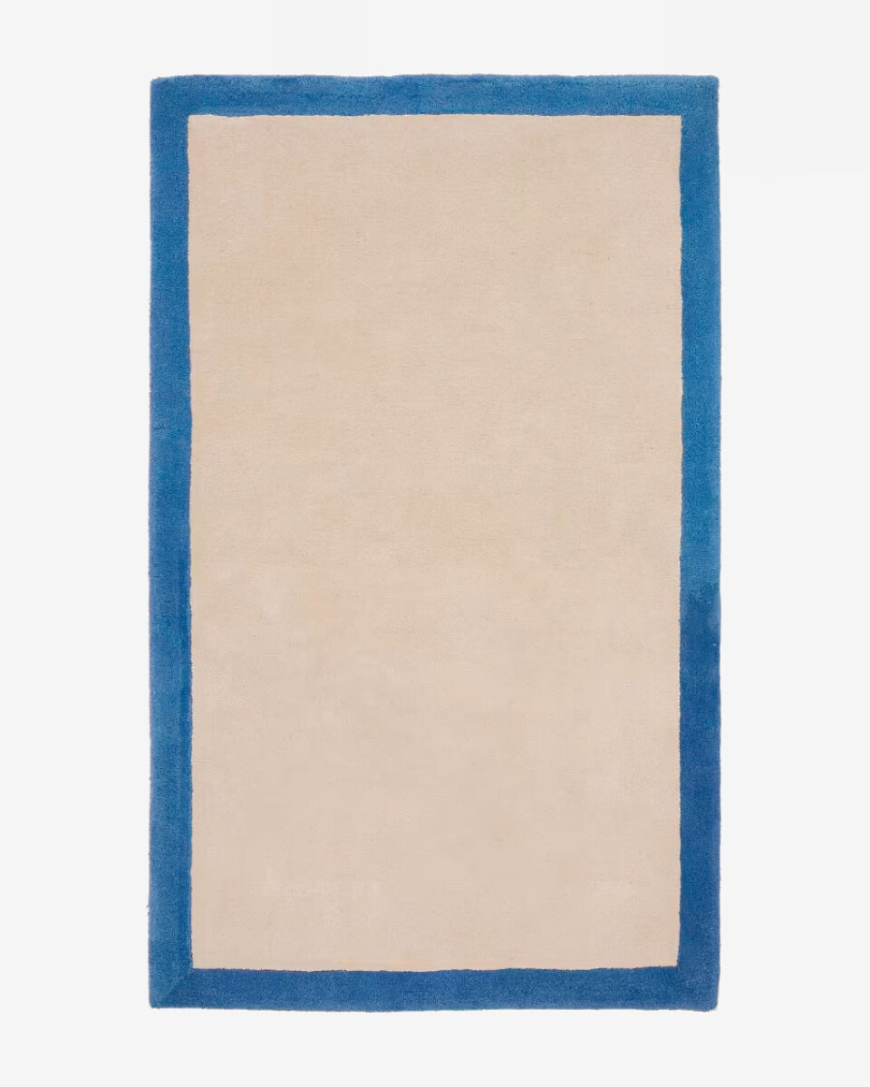 Alfombra Nalim 100% de algodón beige - y azul 90 x 150 cm 