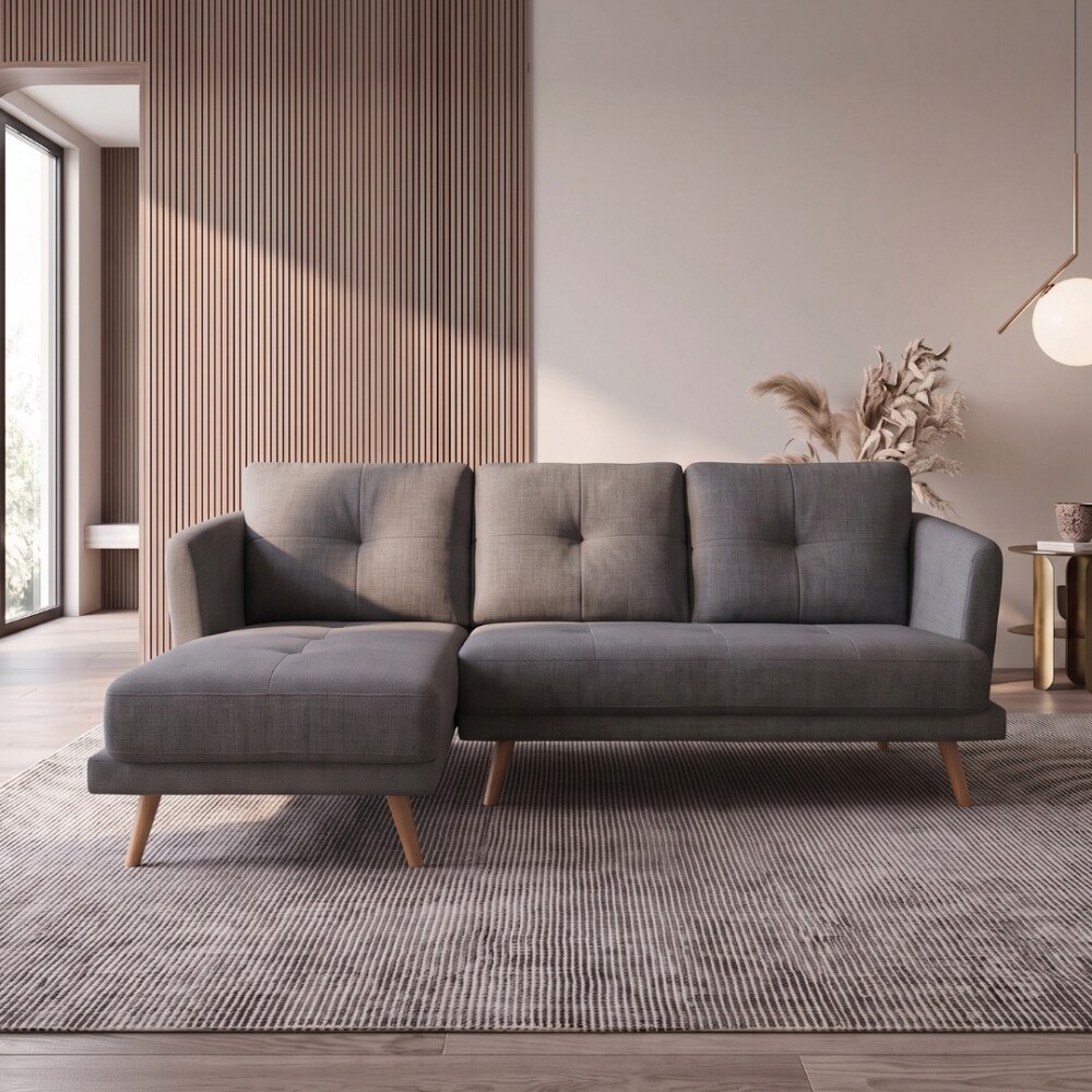 Sofá Con Chaise Triunfo - 3 Cuerpos Gris Chaise Derecho
