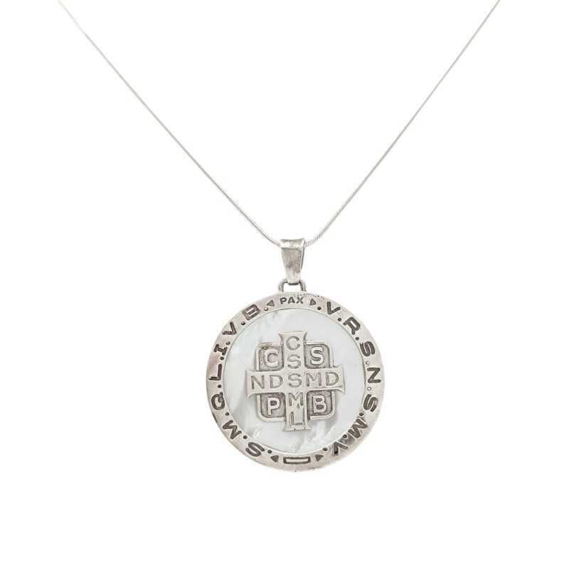 Dije Colgante Cruz de San Benito-Plata 925-Nacar-CP3664 conpiedra