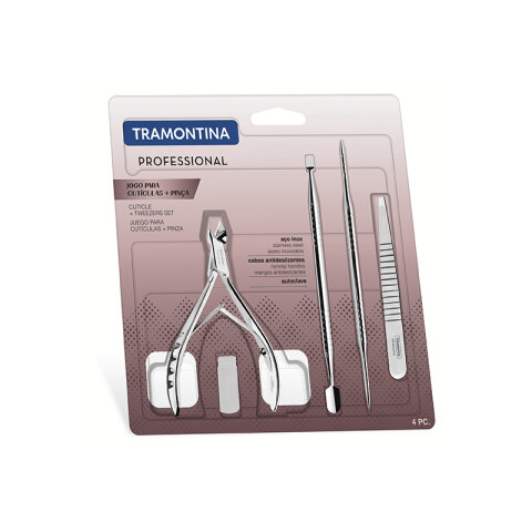 Juego para cuticulas + pinza (4 piezas) -TRAMONTINA TN8895