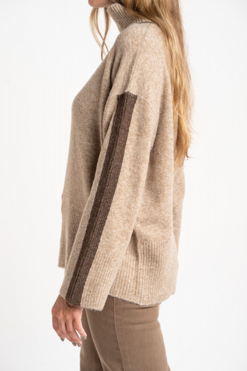 Polera Combinada Beige Melange