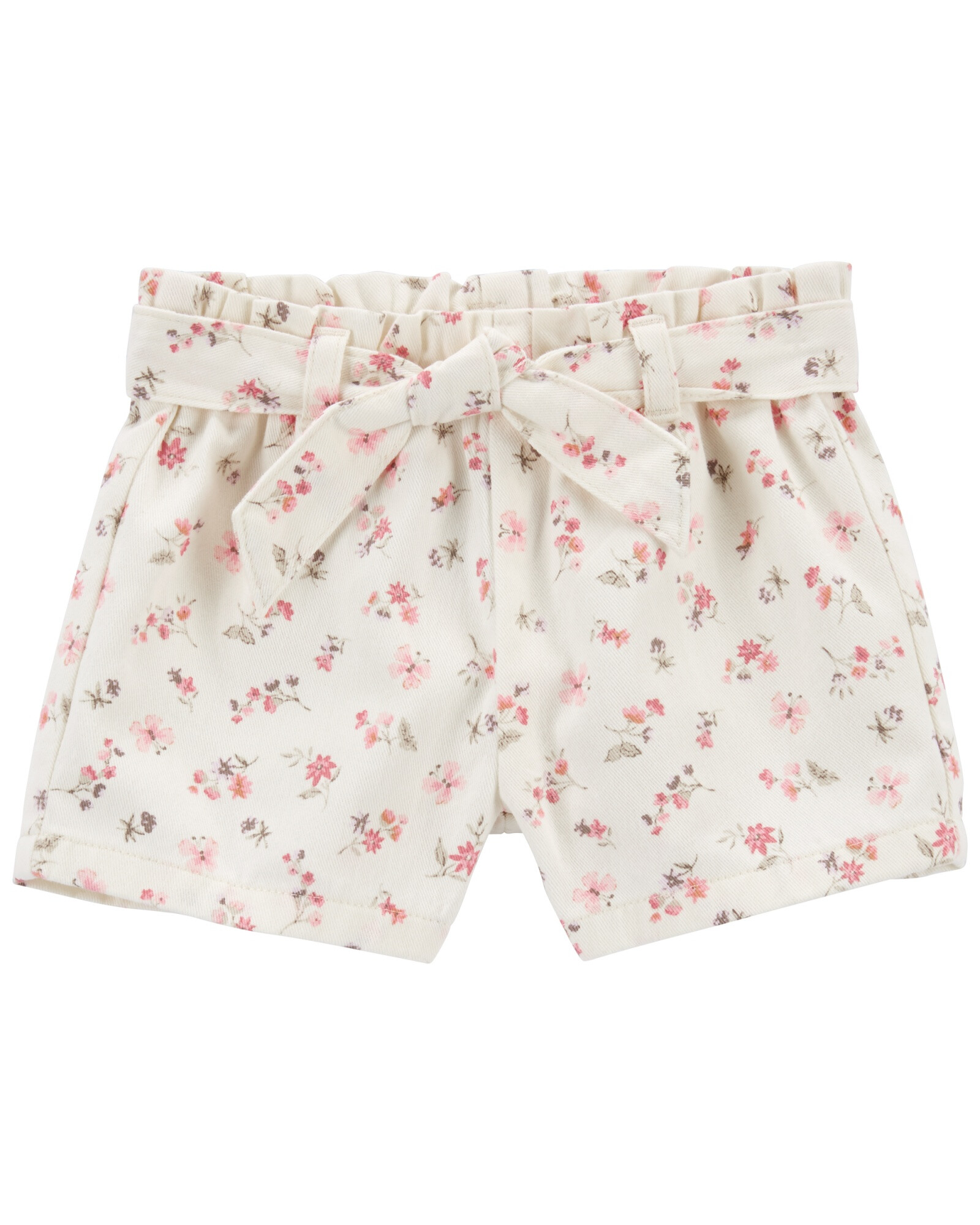 Short de algodón con cinturón diseño floral Short de algodón con cinturón diseño floral