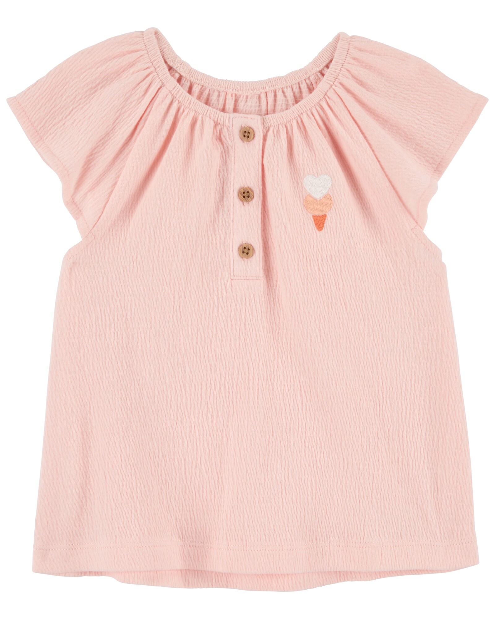Remera de jersey arrugado, estampa helado Sin color