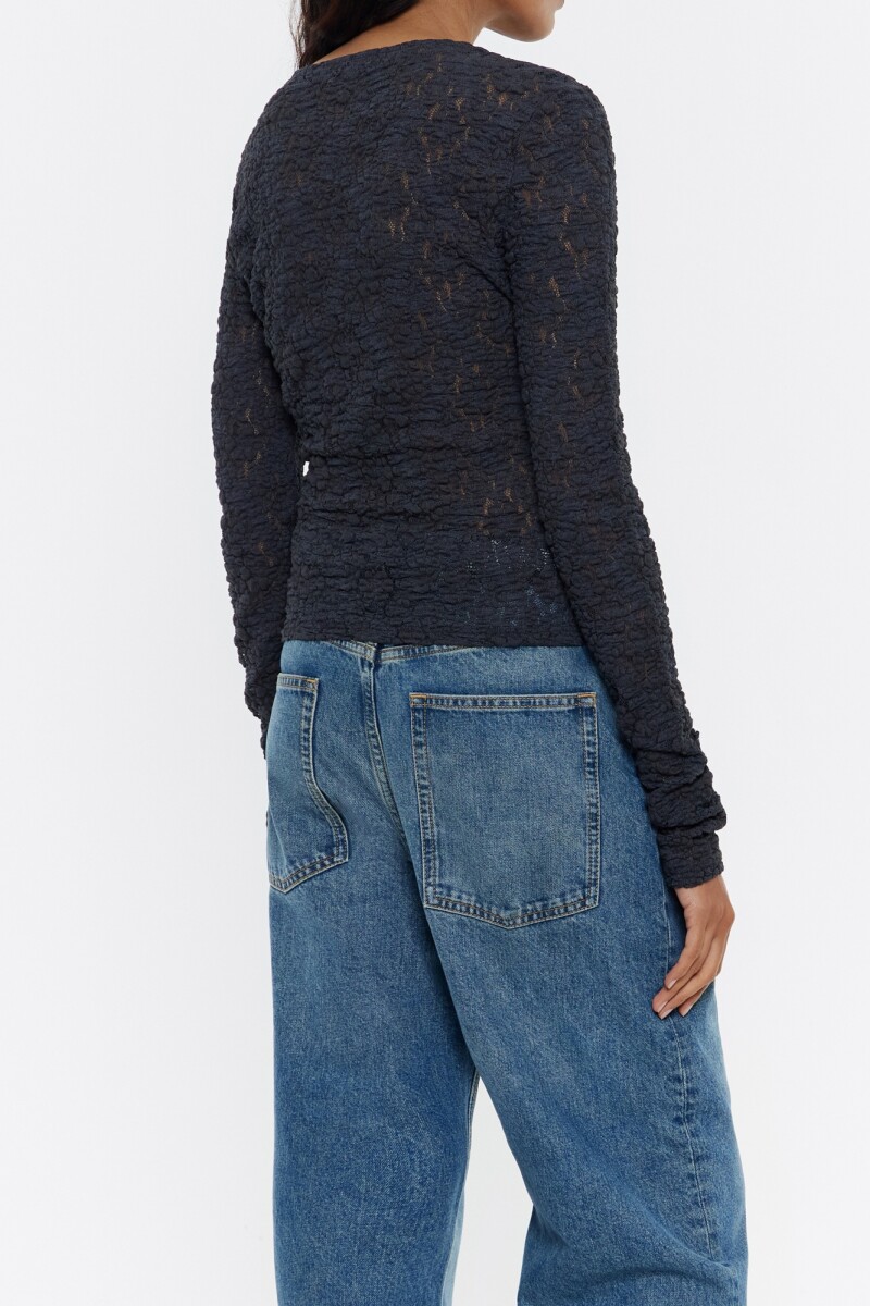 CAMISETA JACQUARD AJUSTADA Antracita