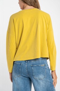 Remera Manga Larga Algodon Lavado Mostaza