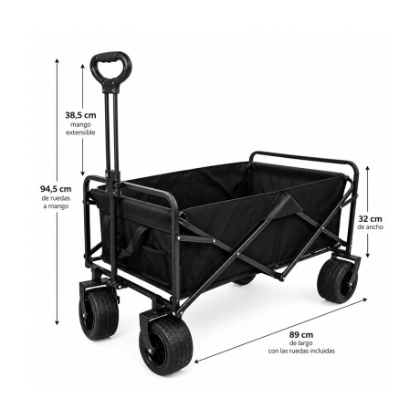 Carro de Playa plegable grande 88x57x99cm Negro