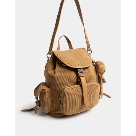 Mochila Solapa Corderoy Chocolate Marron Camel
