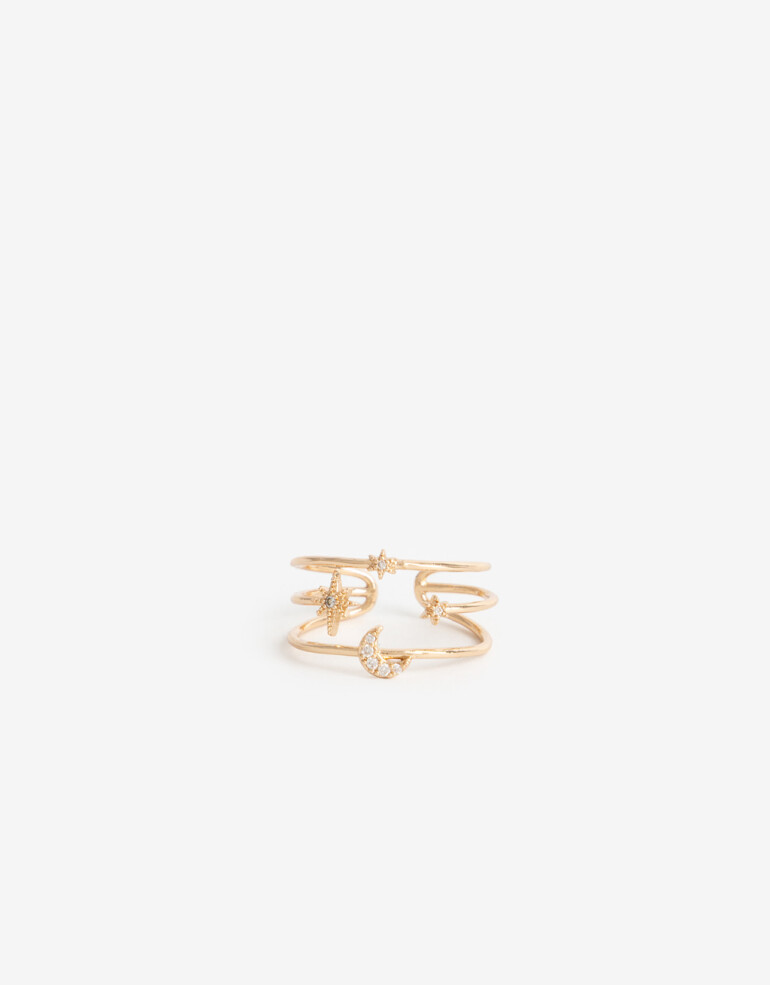 Anillos Medianos y Grandes Strass Anillo Con Strass - Dorado