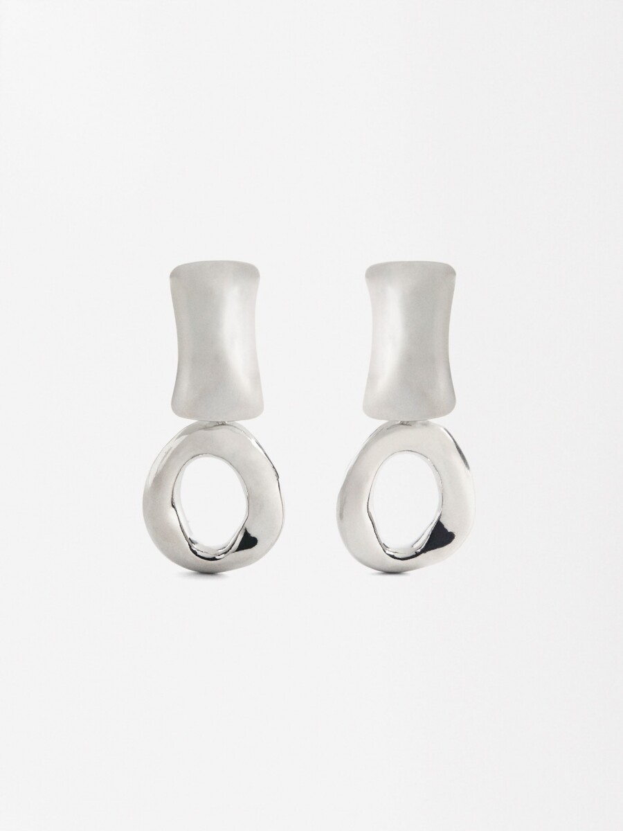 Pendientes Largos Geométricos plateado