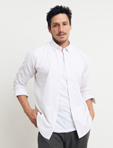 012584 CAMISA HARRY Beige/blanco