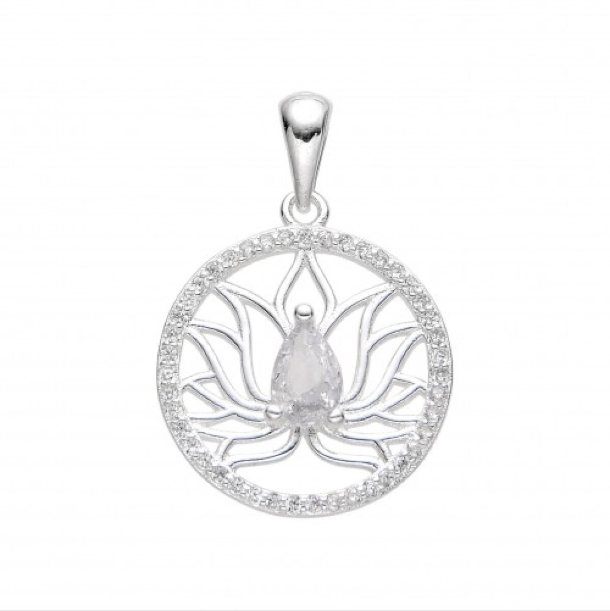Dije de plata 925 con circonias, FLOR DE LOTO. 