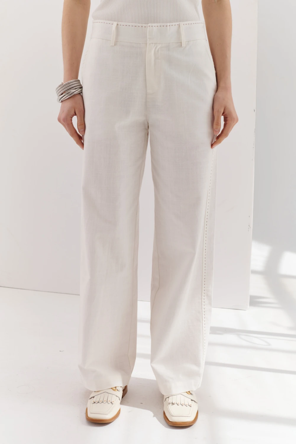 PANTALON LINO PIA blanco 3