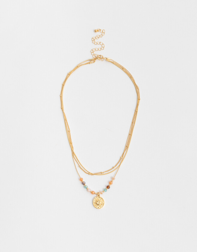 Collares Cortos Bañada en Oro Collar Con Medallita - Dorado