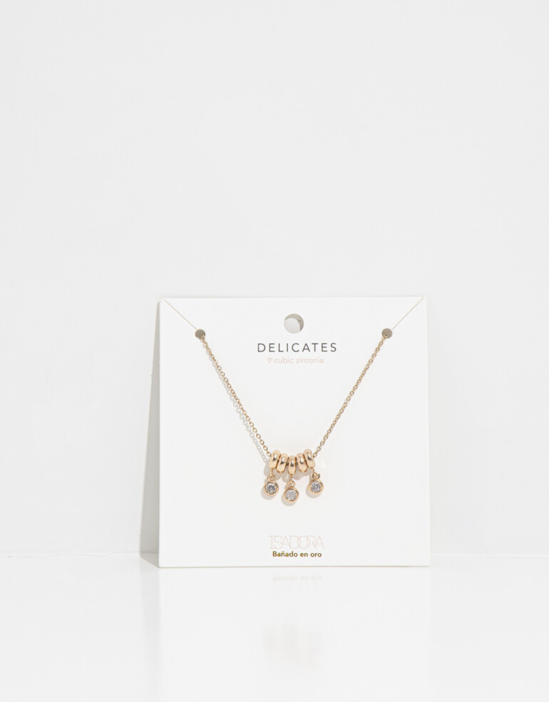 Cadena Corta con Dije Strass Collar Con Dije De Cubic Zirconia - Dorado